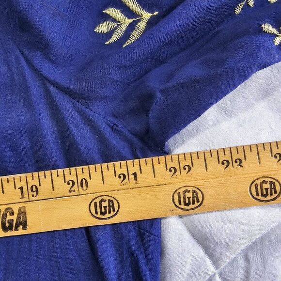 LIKE NEW UMGEE ELECTRIC BLUE SPLIT V NECK EMBROIDERED SLEEVES SHORT DRESS L - Picture 12 of 13